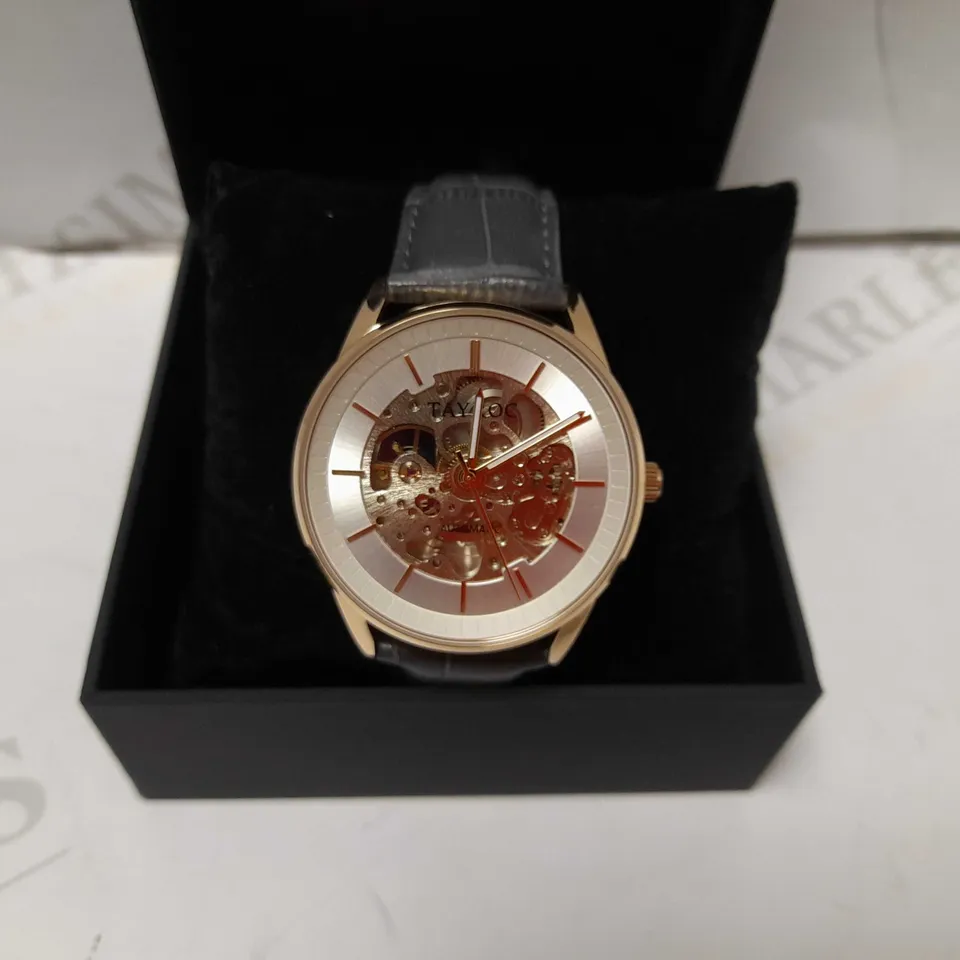TAYROC BELTON ROSE GREY LEATHER WATCH 
