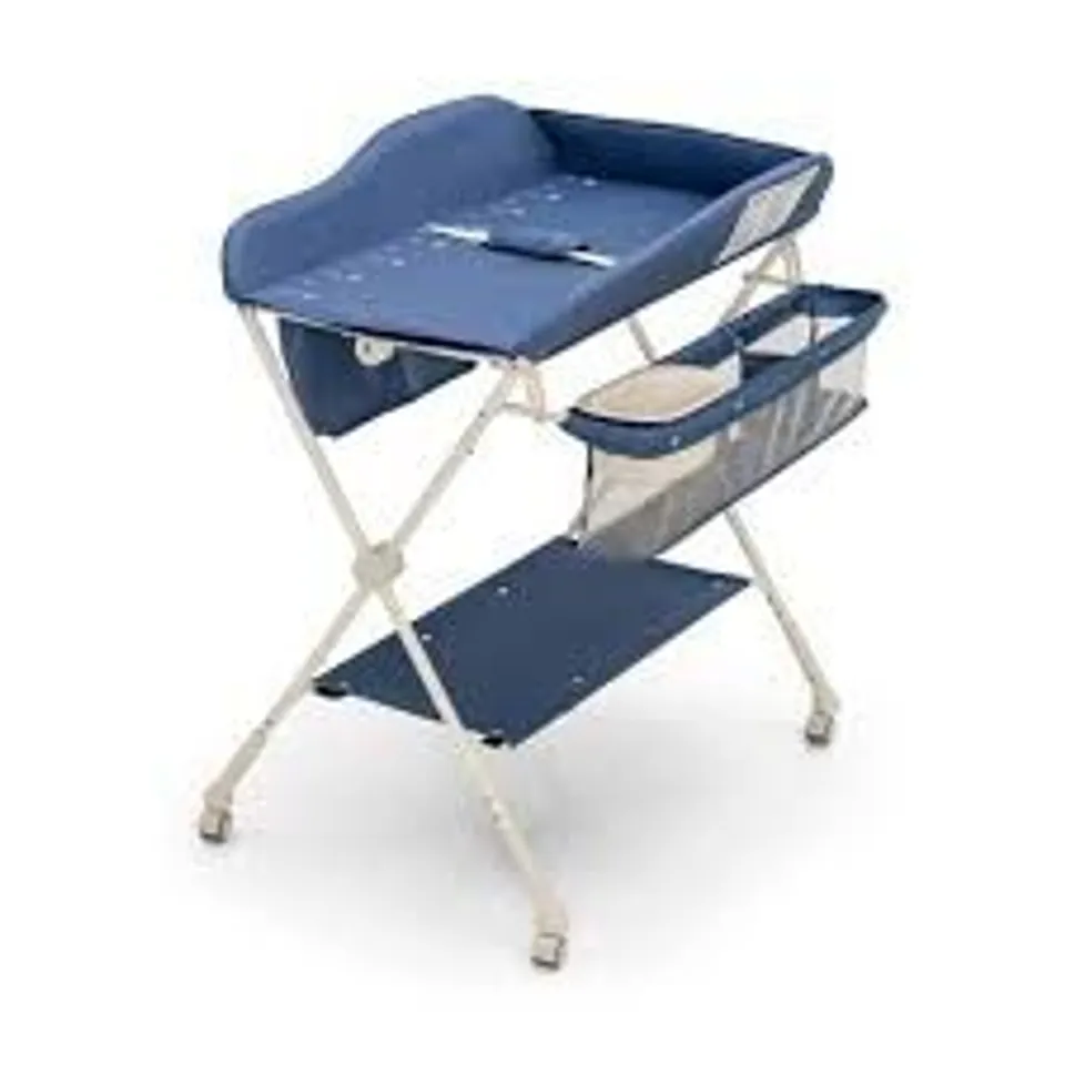 BOXED ADJUSTABLE BABY CHANGING TABLE WITH ONE-CLICK FOLDING DESIGN-NAVY