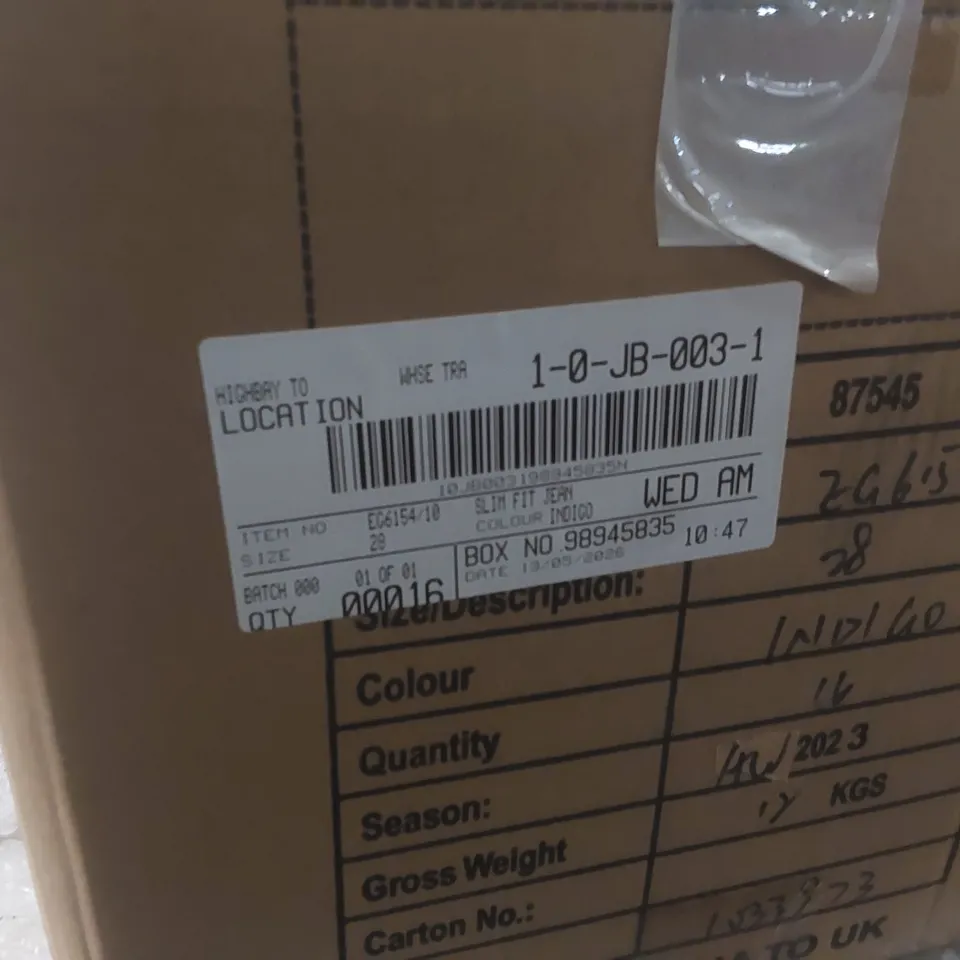 BOX CONTAINING APPROXIMATELY 16x BRAND NEW JULIPA INDIGO SLIM FIT JEANS - SIZE 28