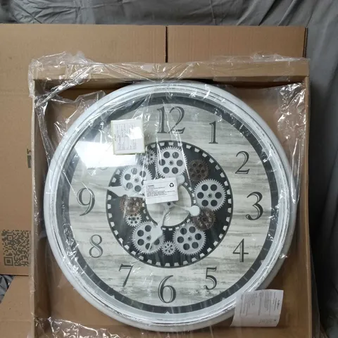 BLISS AND BEYOND ANTIQUE ROTATING GEAR LED CLOCK WHITE