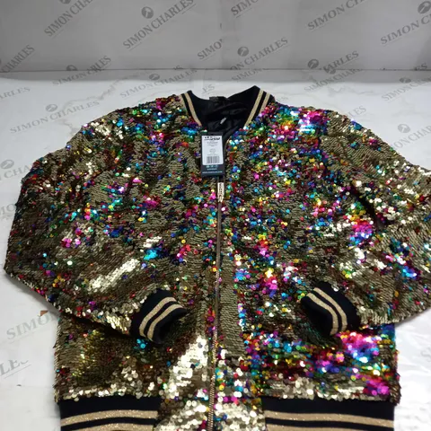 JADED SEQUIN ZIPPED JACKET SIZE M