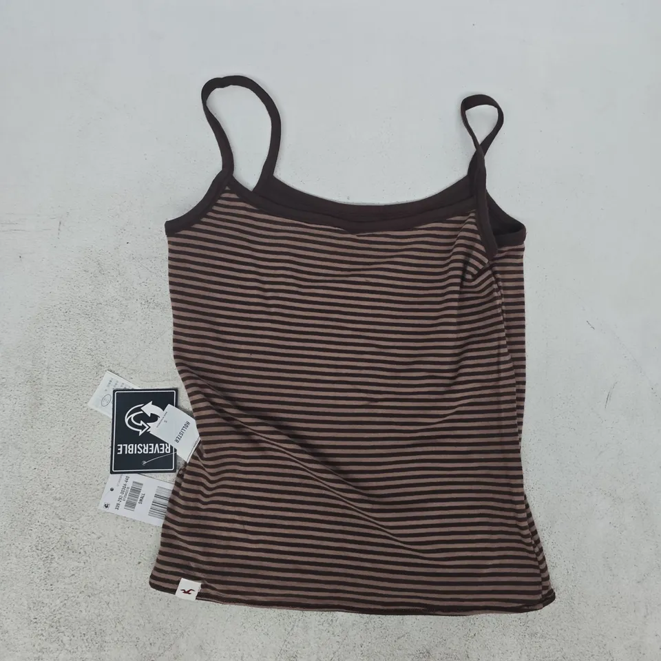 HOLLISTER REVERSIBLE SLEEVELESS CAMISOLE TOP IN BROWN/STRIPED SIZE SMALL