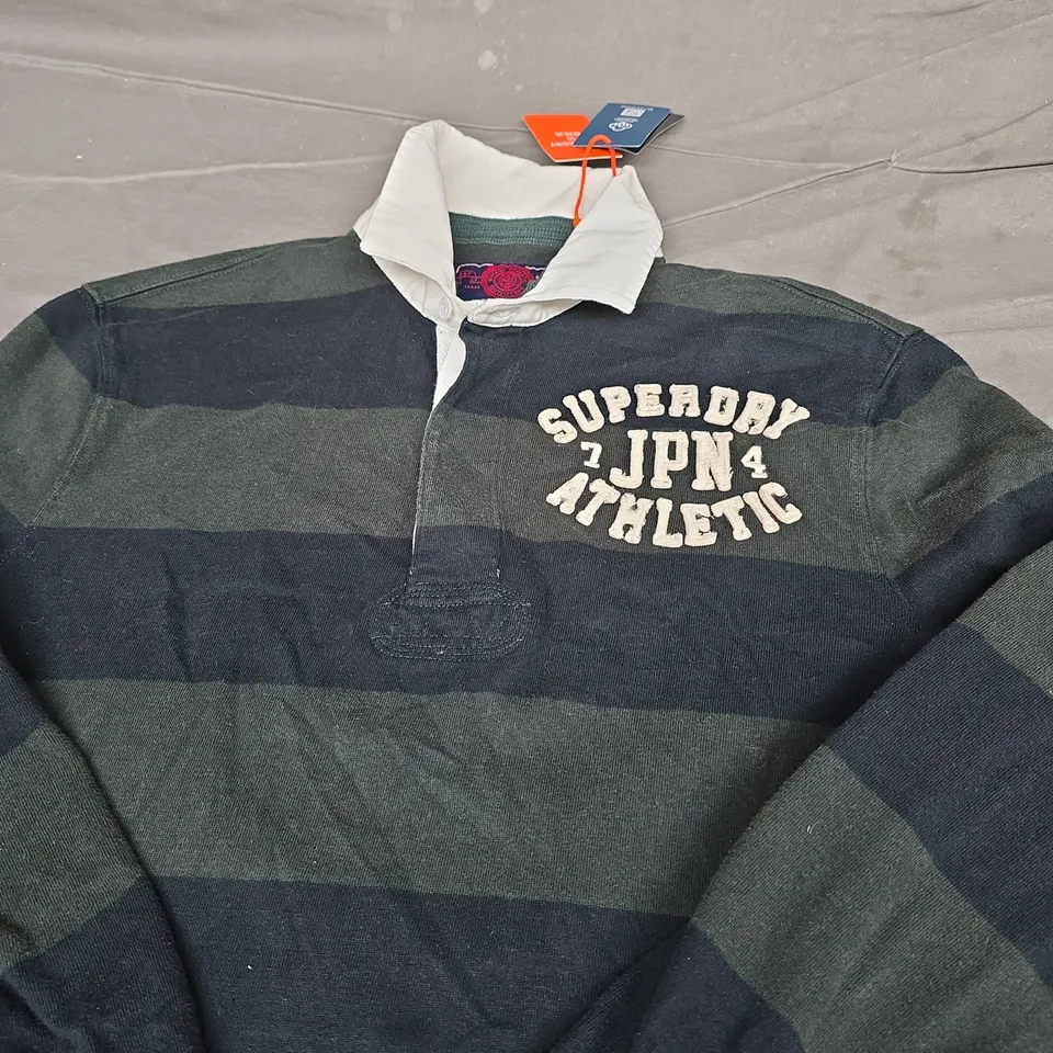 SUPERDRY VINTAGE ATHLETIC RUGBY STYLE SHIRT - SIZE LARGE 