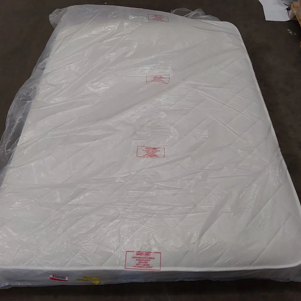 QUALITY BAGGED DEEP QUILTED HYBRID OPEN COIL DOUBLE 4'6" MATTRESS 