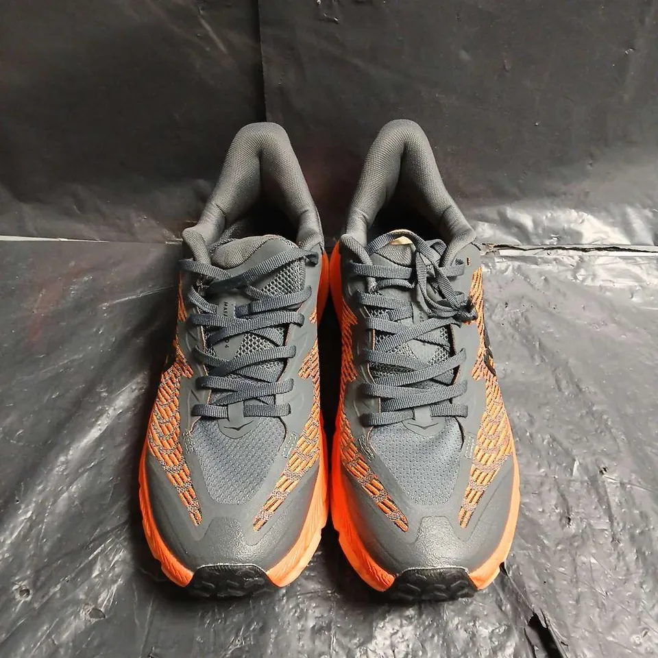 HOKA TRAIL RUNNING SHOES – GREY & ORANGE - UK SIZE 9.5