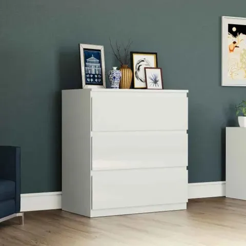 BOXED VIDA GLINTON 3 DRAWER CHEST - WHITE (1 BOX)