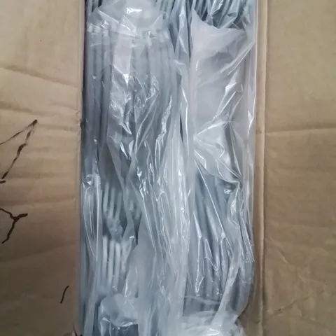 BOX CONTAINING LARGE AMOUNT OF GREY COAT HANGERS