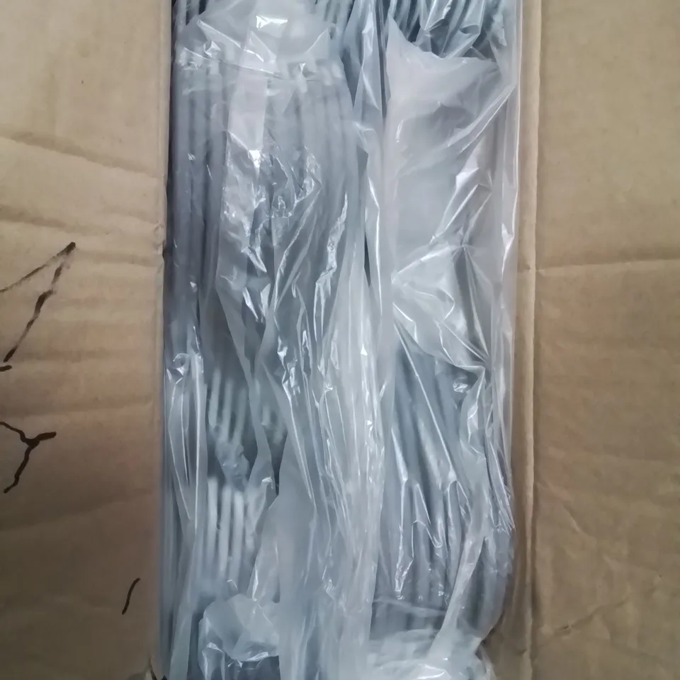 BOX CONTAINING LARGE AMOUNT OF GREY COAT HANGERS