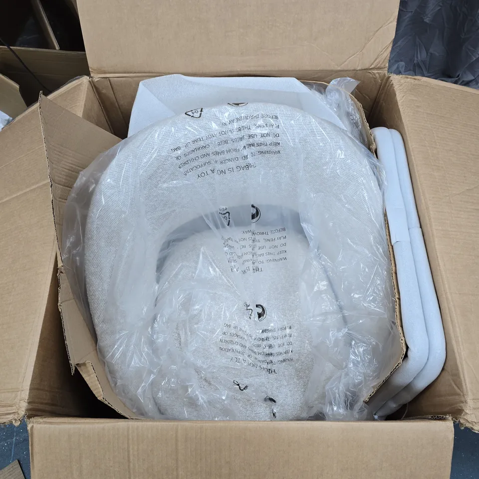 PAIR OF AURELIA BOUCLE CHAIRS – CREAM/BLACK, BOXED