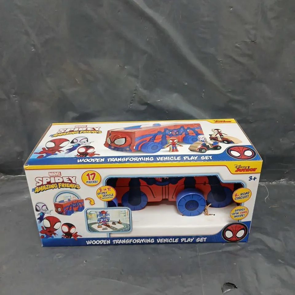 SPIDEY AND FRIENDS WOODEN TRANSFORMING VEHICLE PLAY SET 