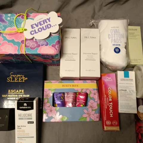 LOT OF 13 ASSORTED HEALTH AND BEAUTY ITEMS TO INCLUDE SENSORY SLEEP MASKS, DR C.TUNA REPAIR SHAMPOO AND EVERY CLOUD SOAP SET