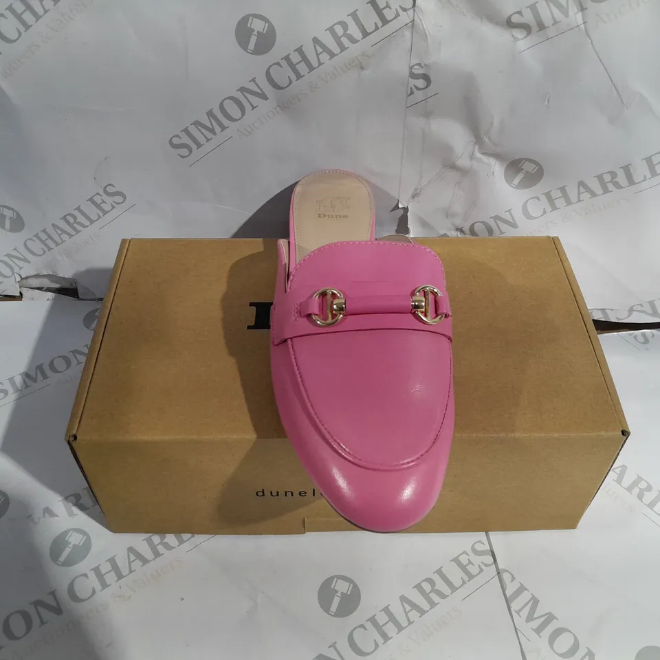 BOXED DUNE LONDON PINK LEATHER SLIM SOLE BACKLESS SHOES SIZE 6