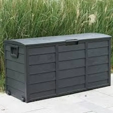 BOXED GR8 GARDEN BLACK PLASTIC STORAGE BOX - 300L