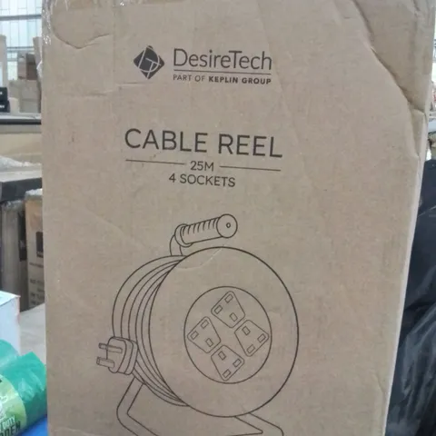 BOXED DESIRETECH 25m 4 SOCKET CABLE REEL