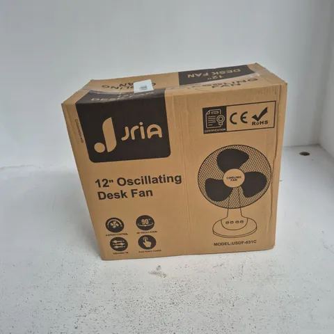 12-INCH OSCILLATING DESK FAN – BOXED (MODEL USDF-631C)