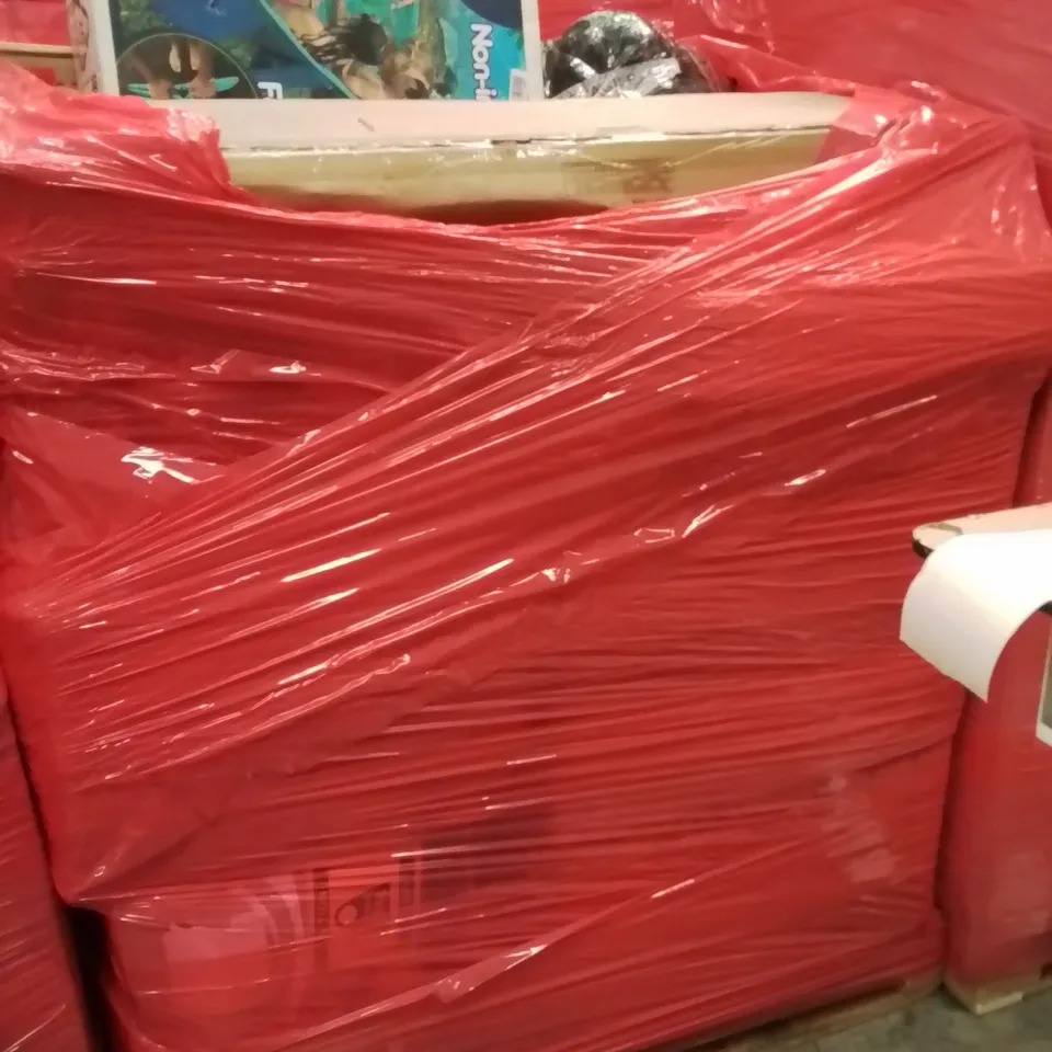 PALLET OF ASSORTED HOUSEHOLD GOODS AND PRODUCTS TO INCLUDE;FOLDABLE POOL,COLD PRESS JUICER,INFLATABLE SLIDE