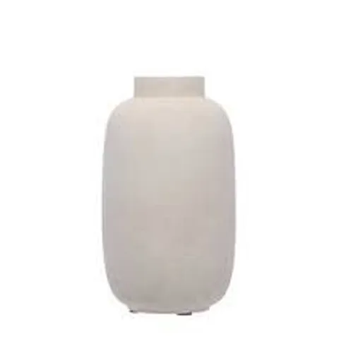 BOXED AGED WHITE ORGANIC CERAMIC VASE 