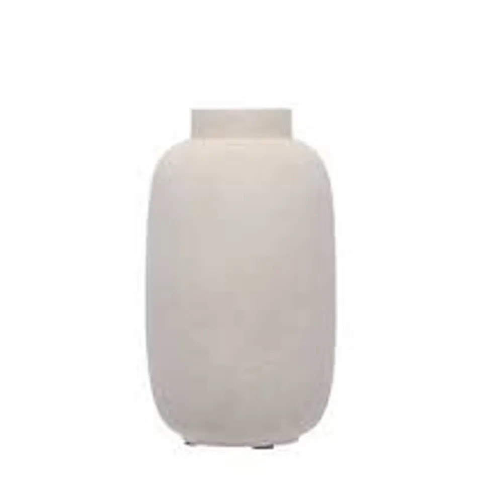 BOXED AGED WHITE ORGANIC CERAMIC VASE 