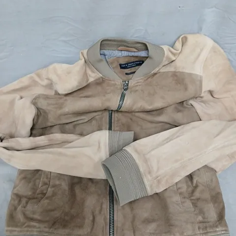 JACK & JONES PREMIUM SUEDE-LOOK JACKET – BEIGE & BROWN, MEN'S, SIZE M