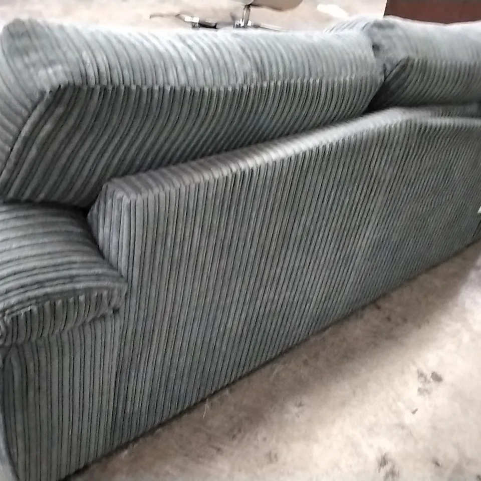 QUALITY DESIGNER 3 SEATER SOFA - GREY RIBBED SUADE