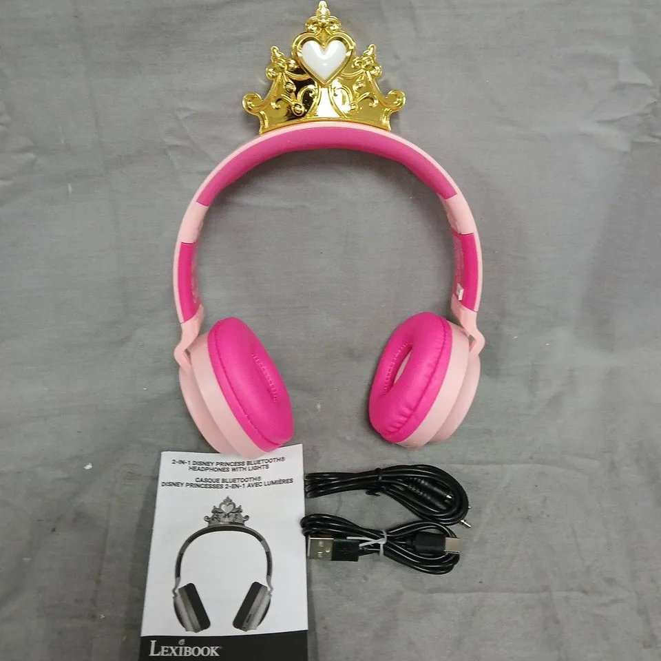 LEXIBOOK DISNEY PRINCESS PINK LIGHT-UP 3D BLUETOOTH HEADPHONES