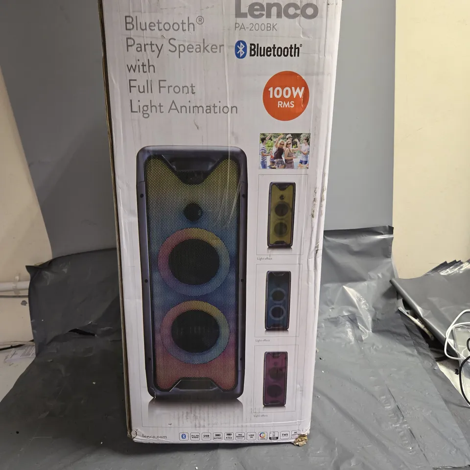 LENCO PA-200BK BLUETOOTH PARTY SPEAKER WITH FULL FRONT LIGHT ANIMATION