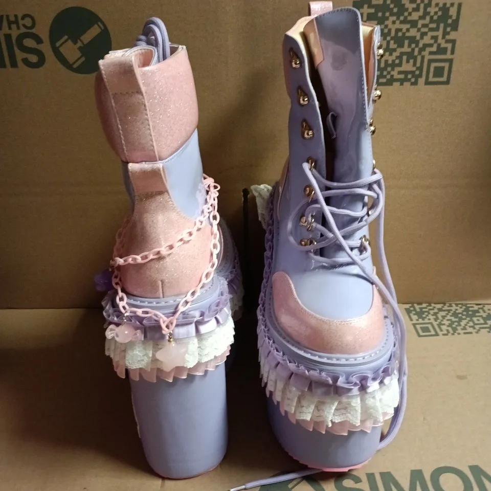 BOXED KOI CUPCAKE TOWERS PLATFORM BOOTS - PURPLE, UK5