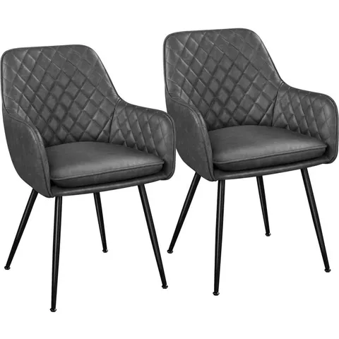 BOXED SET OF 2 YAHEETECH BROOKSIDE FABRIC UPHOLSTERED SIDE CHAIR IN DARK GREY (1 BOX)