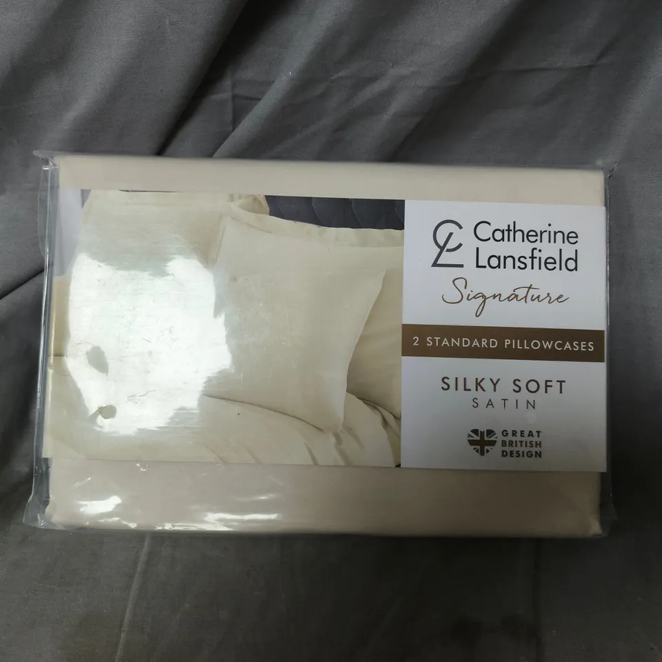 CATHERINE LANSFIELD SIGNATURE PILLOWCASES – SILKY SOFT SATIN, 2 STANDARD PILLOWCASES