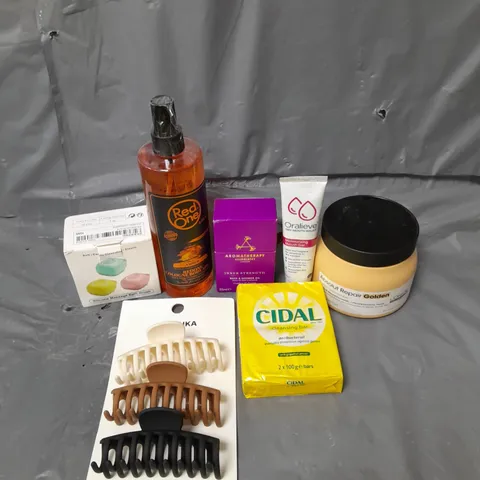 APPROXIMATELY 20 ASSORTED COSMETICS PRODUCTS TO INCLUDE - L'OREAL PROFESSIONAL ABSOLUT REPAIR HAIR MASK - CIDAL SOAP BARS - ORALIEVE MOUTH GEL - ETC