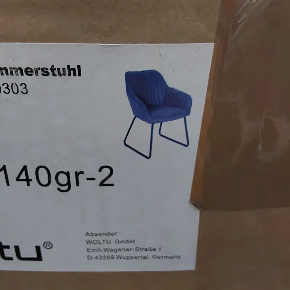BOXED SET OF 2 DESIGNER DINING CHAIRS - GREY (1 BOX)