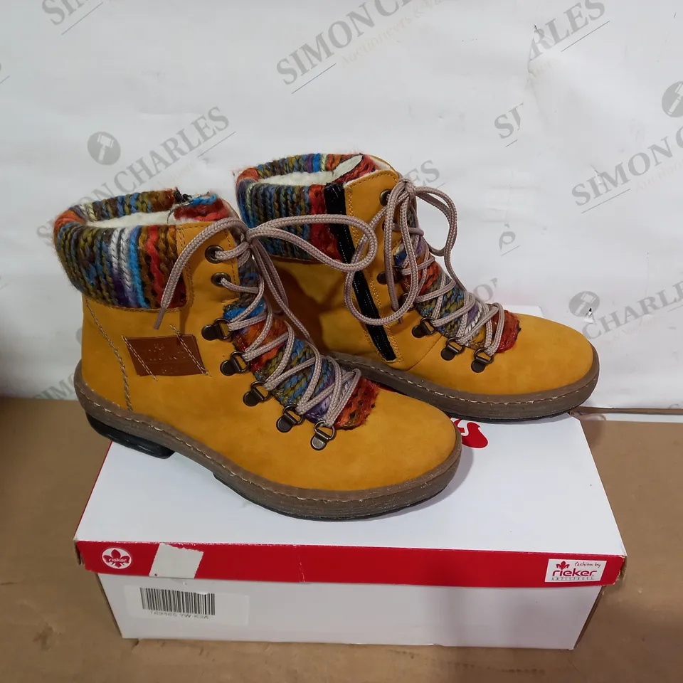 BOXED PAIR OF RIEKER BOOTS - SIZE 36