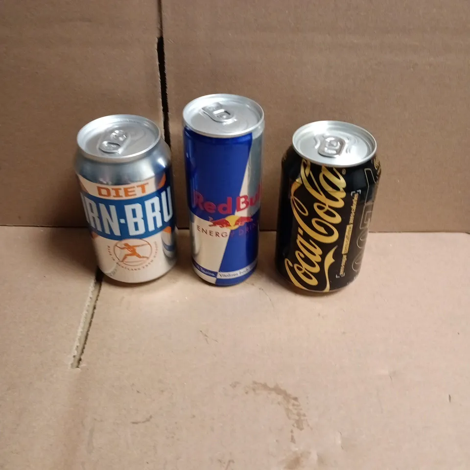 APPROXIMATELY 12 ASSORTED FOOD AND DRINKS ITEMS TO INCLUDE - DIET IRN-BRU, RED BULL ORIGINAL, ZERO CAFFEINE COCA-COLA ETC 