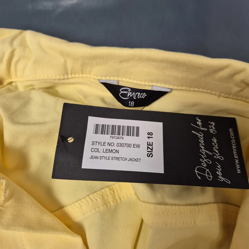 EMECO LEMON JEANS-STYLE STRETCH JACKET – WOMEN'S UK SIZE 18