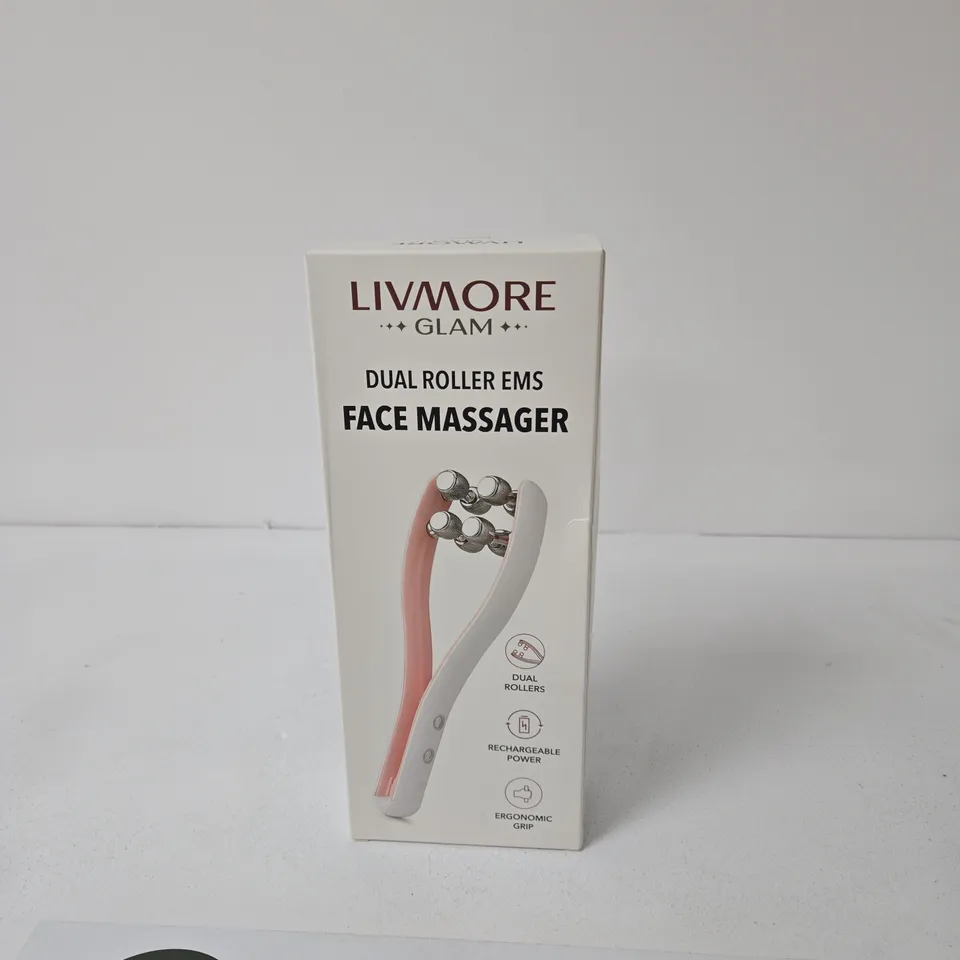 LIVMORE GLAM DUAL ROLLER EMS FACE MASSAGER – RECHARGEABLE