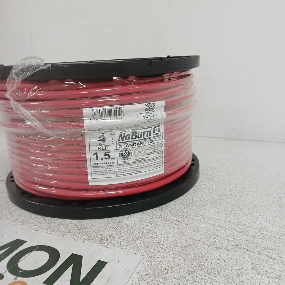 RED 4-CORE ELECTRICAL CABLE SPOOL – NOBURN STANDARD 100, APPROX 14.6 KG