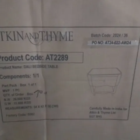 BOXED DALI BEDSIDE TABLE 