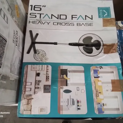 BOXED KNIGHT HOMEWARE 16" STAND FAN WITH HEAVY CROSS BASE 