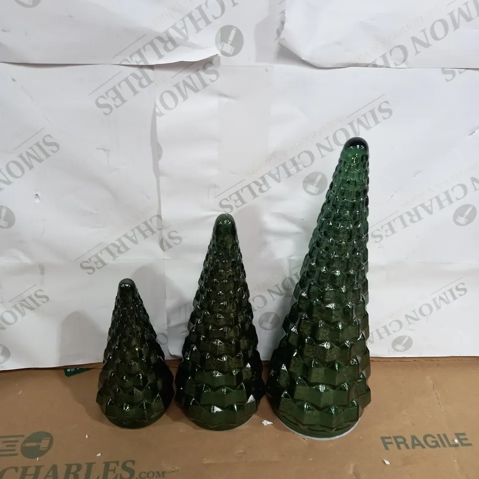 ALISON CORK SET OF MERCURY GLASS TREES - RED