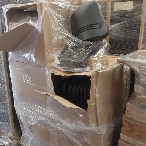 PALLET CONTAINING A LARGE QUANTITY OF OFFICE CHAIR BACKS ECT