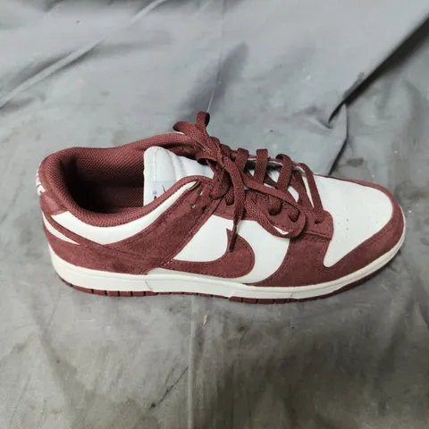 NIKE DUNK LOW-STYLE SNEAKERS, BURGUNDY & WHITE β UK SIZE 6.5. UNBOXED
