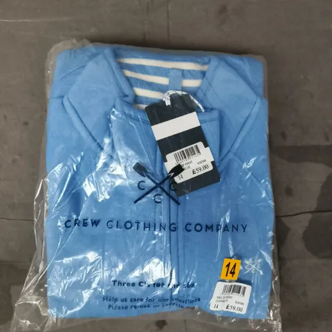 CREW CLOTHING COMPANY HALF-ZIP SWEATER IN CORNBLUE SIZE 14