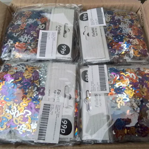 PALLET CONTAINING 108 BOXES OF BRAND NEW METALLIC NO30 CONFETTI - 144 PIECES PER BOX / APPROX TOTAL 15,552