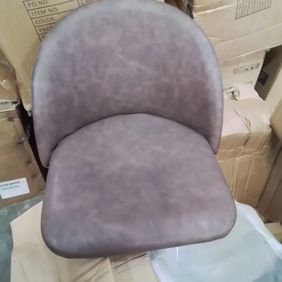 A BOXED PAIR OF BROWN FAUX LEATHER KITCHEN STOOLS