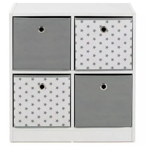 4 CUBE STORAGE UNIT WITH BOXES - GREY/STARS - COLLECTION ONLY