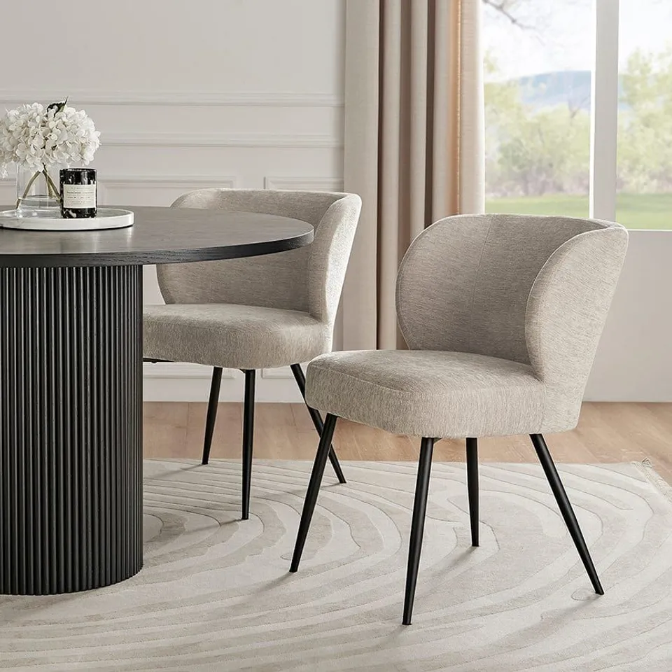 BOXED DUSK MABEL SET OF 2 DINING CHAIRS - CHENILLE - NATURAL (1 BOX)