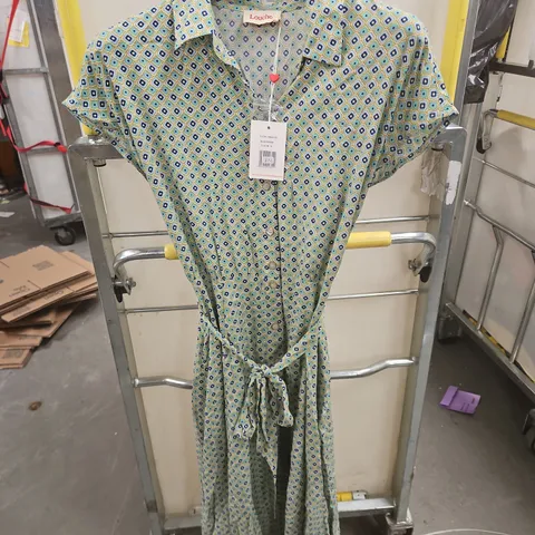 LOUCHE LONDON FLEUR-TANGIERS DRESS – BLUE/GREEN, UK 10 TAGGED