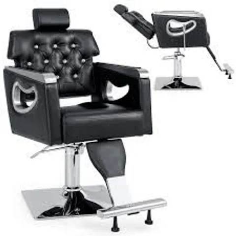 BOXED COSTWAY SWIVEL SALON CHAIR WITH 6-LEVEL ADJUSTABLE HEADREST AND PADDED BACKREST - BLACK