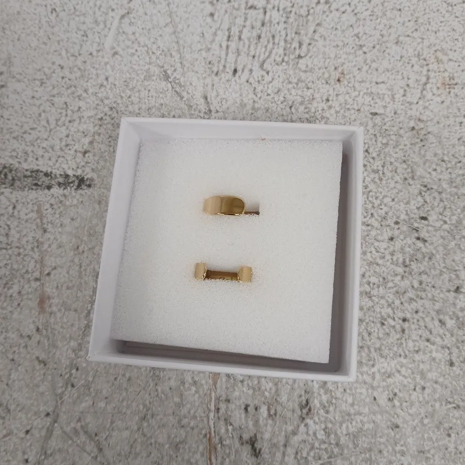 TWO YELLOW GOLD WEDDING BANDS – PLAIN, BOXED