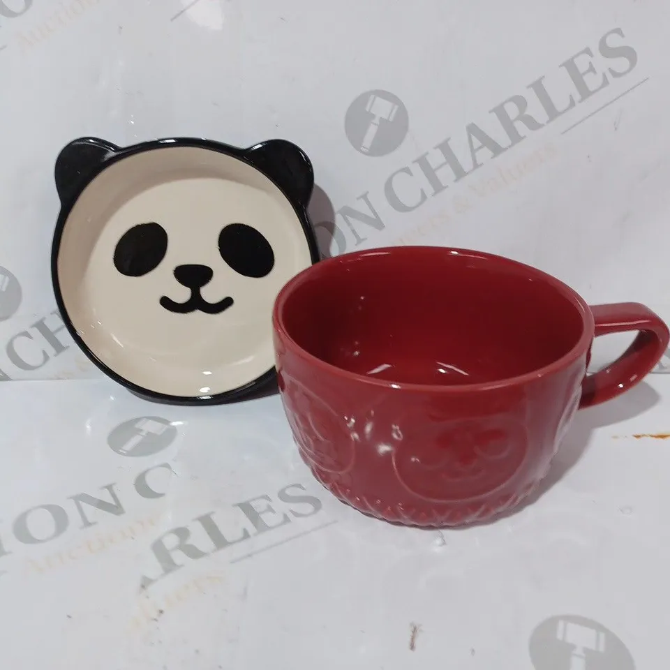 BOXED UNBRANDED CERAMIC PANDA CUP IN RED